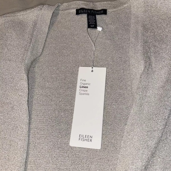 Eileen Fisher Fine Organic Linen  Crepe Sparkle Long Cardigan. Small NWT $ 328 - Picture 4 of 9